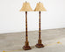 Pair of Lacquered Wood Chinoiserie Gilt Decorated Floor Lamps