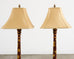 Pair of Lacquered Wood Chinoiserie Gilt Decorated Floor Lamps