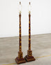 Pair of Lacquered Wood Chinoiserie Gilt Decorated Floor Lamps