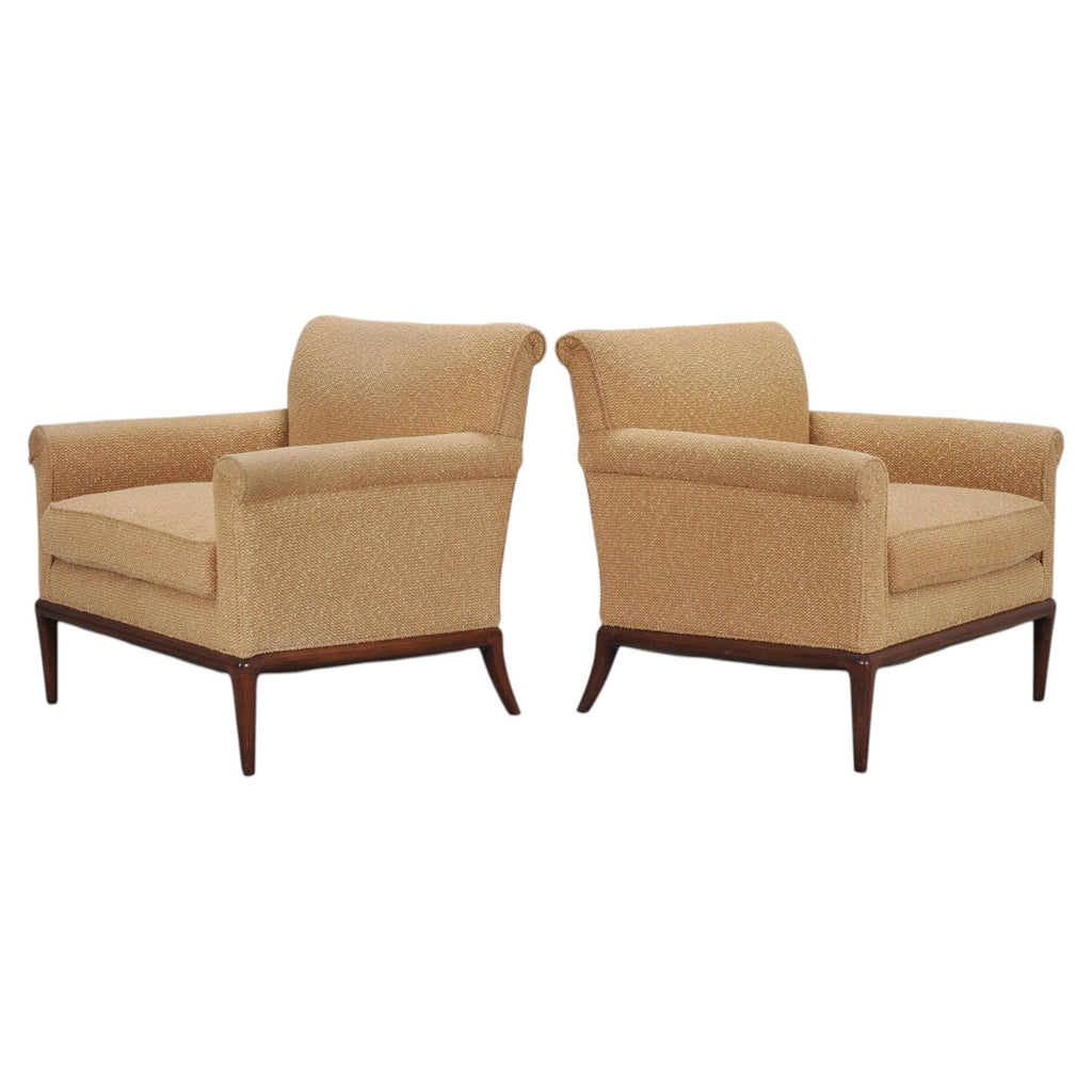 Pair of A. Rudin "No. 600.1" Hardwood Boucle Lounge Armchairs