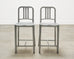 Pair of Emeco 'Navy' Bar Counter Stools in Brushed Aluminum
