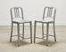Pair of Emeco 'Navy' Bar Counter Stools in Brushed Aluminum
