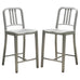 Pair of Emeco 'Navy' Bar Counter Stools in Brushed Aluminum