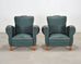 Pair of 20th Century French Art Deco Period Green Club Chairs