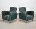 Pair of 20th Century French Art Deco Period Green Club Chairs