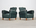 Pair of 20th Century French Art Deco Period Green Club Chairs
