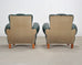 Pair of 20th Century French Art Deco Period Green Club Chairs