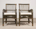 Pair Bielecky Brothers Organic Modern Rattan Dining Armchairs