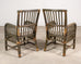 Pair Bielecky Brothers Organic Modern Rattan Dining Armchairs