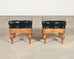 Pair of Empire Aesthetic Leather Giltwood Ottoman Footstools