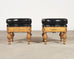 Pair of Empire Aesthetic Leather Giltwood Ottoman Footstools