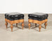 Pair of Empire Aesthetic Leather Giltwood Ottoman Footstools