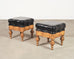 Pair of Empire Aesthetic Leather Giltwood Ottoman Footstools