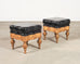 Pair of Empire Aesthetic Leather Giltwood Ottoman Footstools
