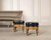 Pair of Empire Aesthetic Leather Giltwood Ottoman Footstools