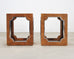 Pair of Bernhardt Soho Luxe Burlwood Steel Cube Drink Tables