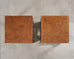 Pair of Bernhardt Soho Luxe Burlwood Steel Cube Drink Tables