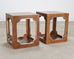 Pair of Bernhardt Soho Luxe Burlwood Steel Cube Drink Tables