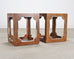 Pair of Bernhardt Soho Luxe Burlwood Steel Cube Drink Tables