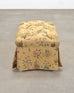 Pair of Tufted Lounge Chairs + Ottoman in Butter Print Fabric