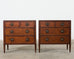 Pair of Country Italian Style Mahogany Commodes or Chests