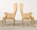 Pair of Country French Provincial Wingback Bergère Armchairs