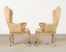 Pair of Country French Provincial Wingback Bergère Armchairs