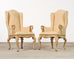 Pair of Country French Provincial Wingback Bergère Armchairs