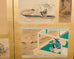 Pair Japanese Edo Six Panel Harimaze Decoupage Screens