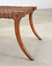 Pair of Robsjohn-Gibbings Style Walnut Klismos Rope Benches