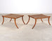 Pair of Robsjohn-Gibbings Style Walnut Klismos Rope Benches