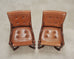 Pair of Louis XIII Baroque Style Mahogany Leather Armchairs