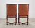 Pair of Louis XIII Baroque Style Mahogany Leather Armchairs