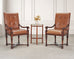 Pair of Louis XIII Baroque Style Mahogany Leather Armchairs