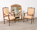 Pair of French Louis XVI Carved Walnut Fauteuil Armchairs