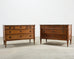 Pair of Louis XVI Style Marble Top Commodes Chest of Drawers