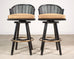 Pair of McGuire Lacquered Rattan Cane Swivel Barstools