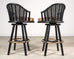 Pair of McGuire Lacquered Rattan Cane Swivel Barstools