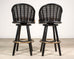 Pair of McGuire Lacquered Rattan Cane Swivel Barstools