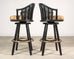 Pair of McGuire Lacquered Rattan Cane Swivel Barstools
