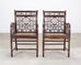 Pair of McGuire Chinese Chippendale Rattan Fretwork Armchairs