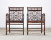 Pair of McGuire Chinese Chippendale Rattan Fretwork Armchairs
