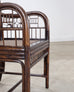 Pair of McGuire Chinese Chippendale Rattan Fretwork Armchairs
