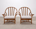 Pair of McGuire Organic Modern Rattan Lounge Chairs + Ottoman