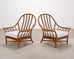 Pair of McGuire Organic Modern Rattan Lounge Chairs + Ottoman