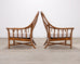 Pair of McGuire Organic Modern Rattan Lounge Chairs + Ottoman