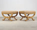 Pair of Michael Taylor Neoclassical Curule d'Orsay Ottoman Benches
