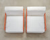 Pair of French Maison Jean Orange Iron Lattice Lounge Chairs