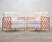 Pair of French Maison Jean Orange Iron Lattice Lounge Chairs