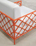 Pair of French Maison Jean Orange Iron Lattice Lounge Chairs